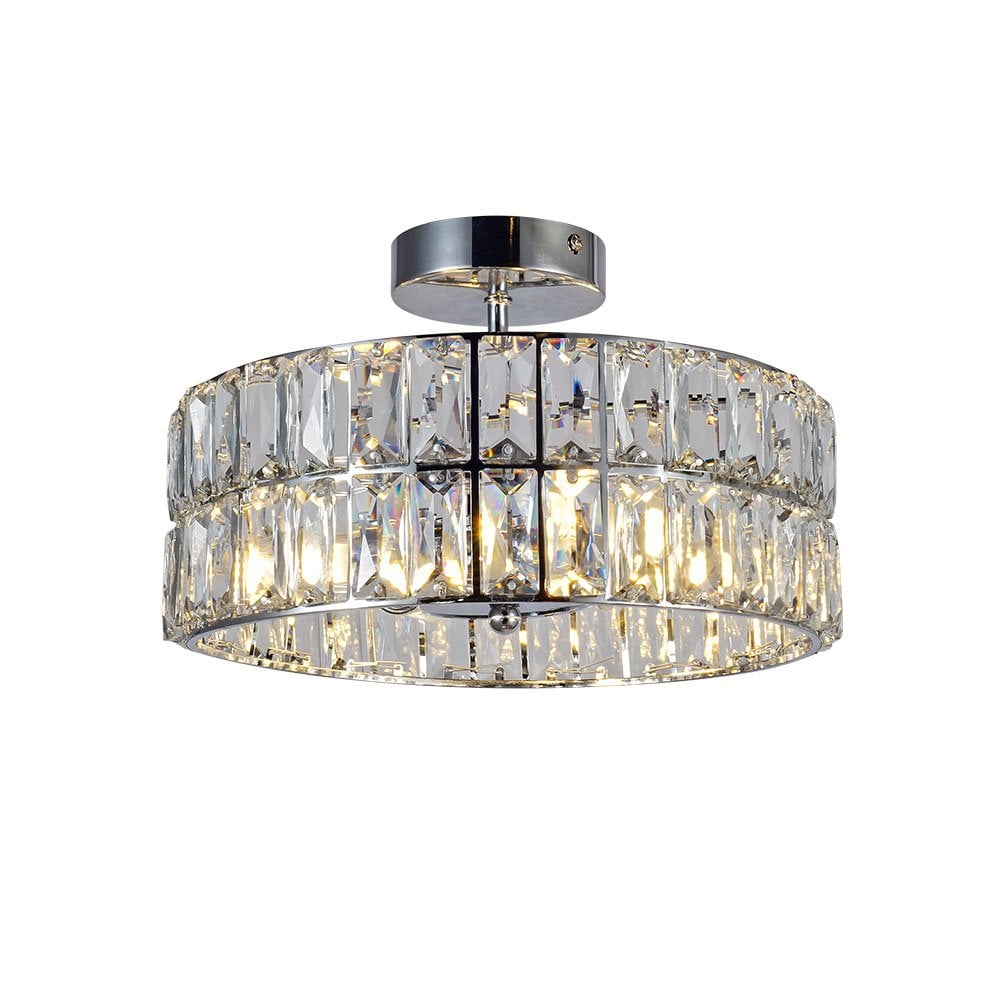 Haley 4 Light Polished Chrome Crystal Semi Flush