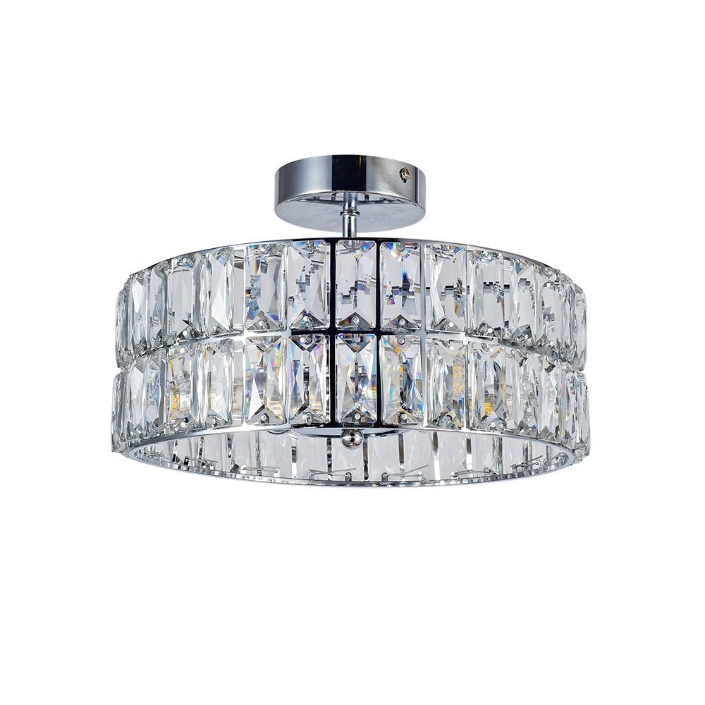 Haley 4 Light Polished Chrome Crystal Semi Flush