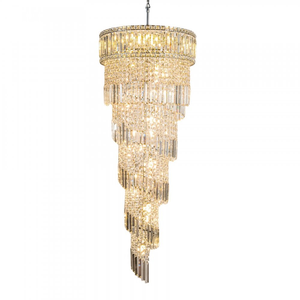Isla 21 Light Polished Chrome Crystal Chandelier
