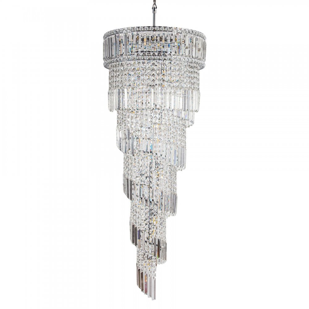 Isla 21 Light Polished Chrome Crystal Chandelier