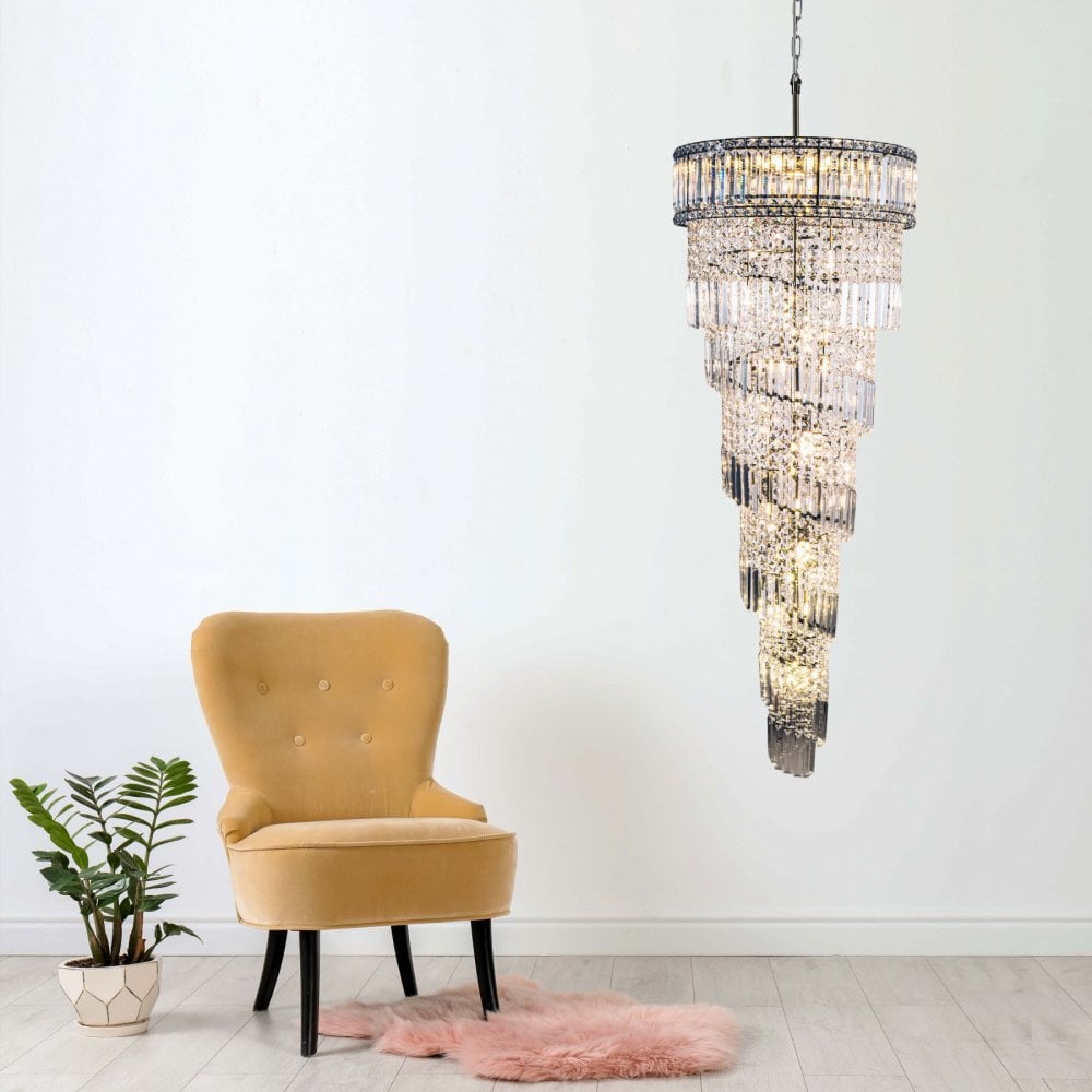 Isla 21 Light Antique Brass Crystal Chandelier