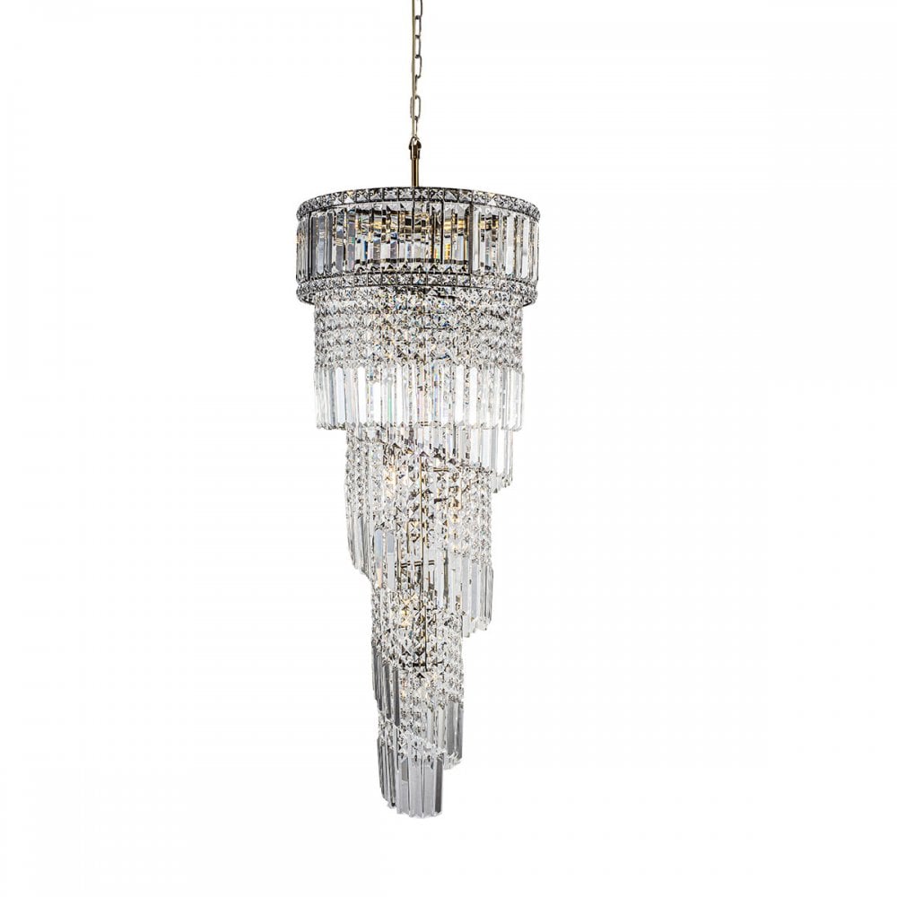 Isla 13 Light Antique Brass Crystal Chandelier