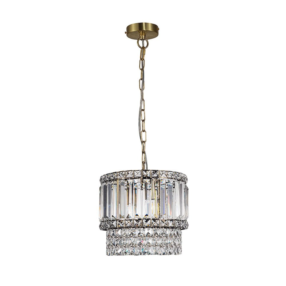 Isla 3 Light Antique Brass Crystal Pendant