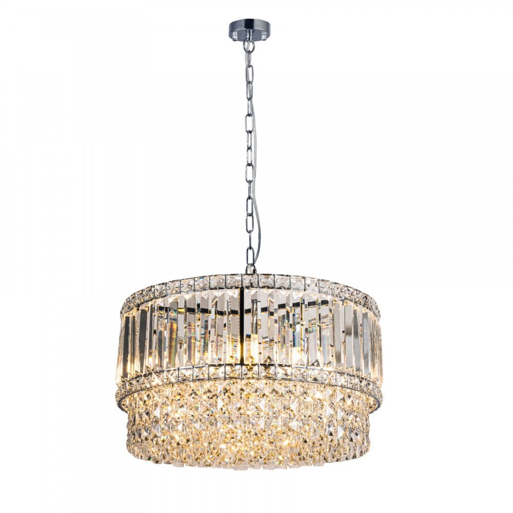 Isla 6 Light Polished Chrome Crystal Pendant