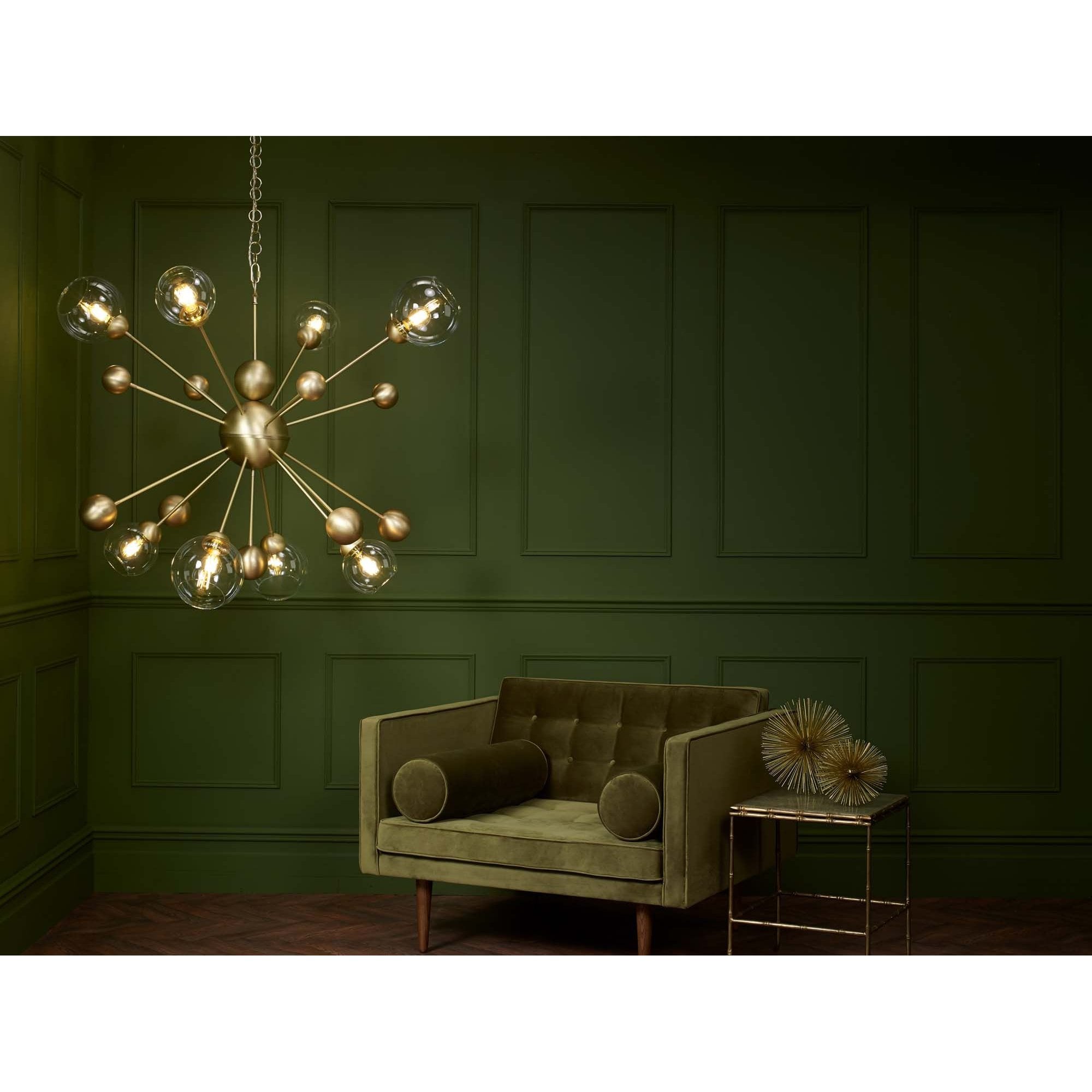 Cosmos 8 Light Horizontal Pendant Butter Brass