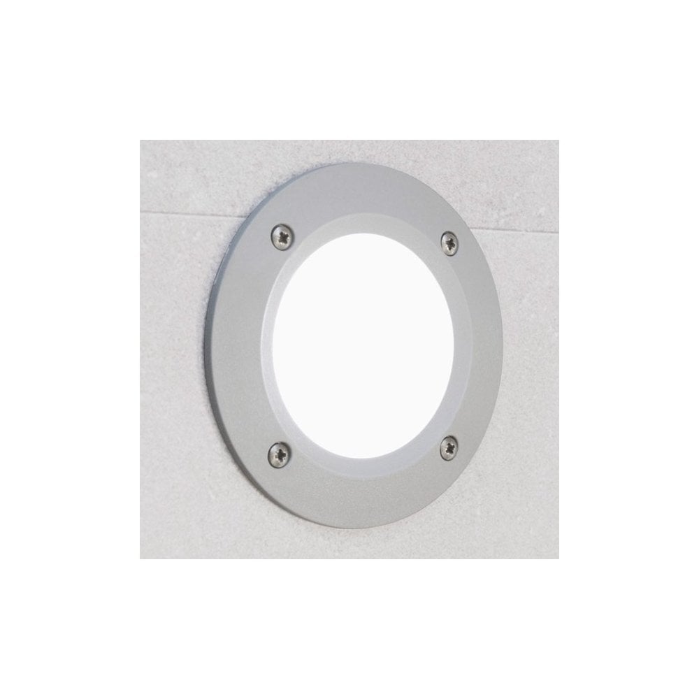 Leti 100 3W LED Round Grey Recessed Wall Light with Opal Diffuser