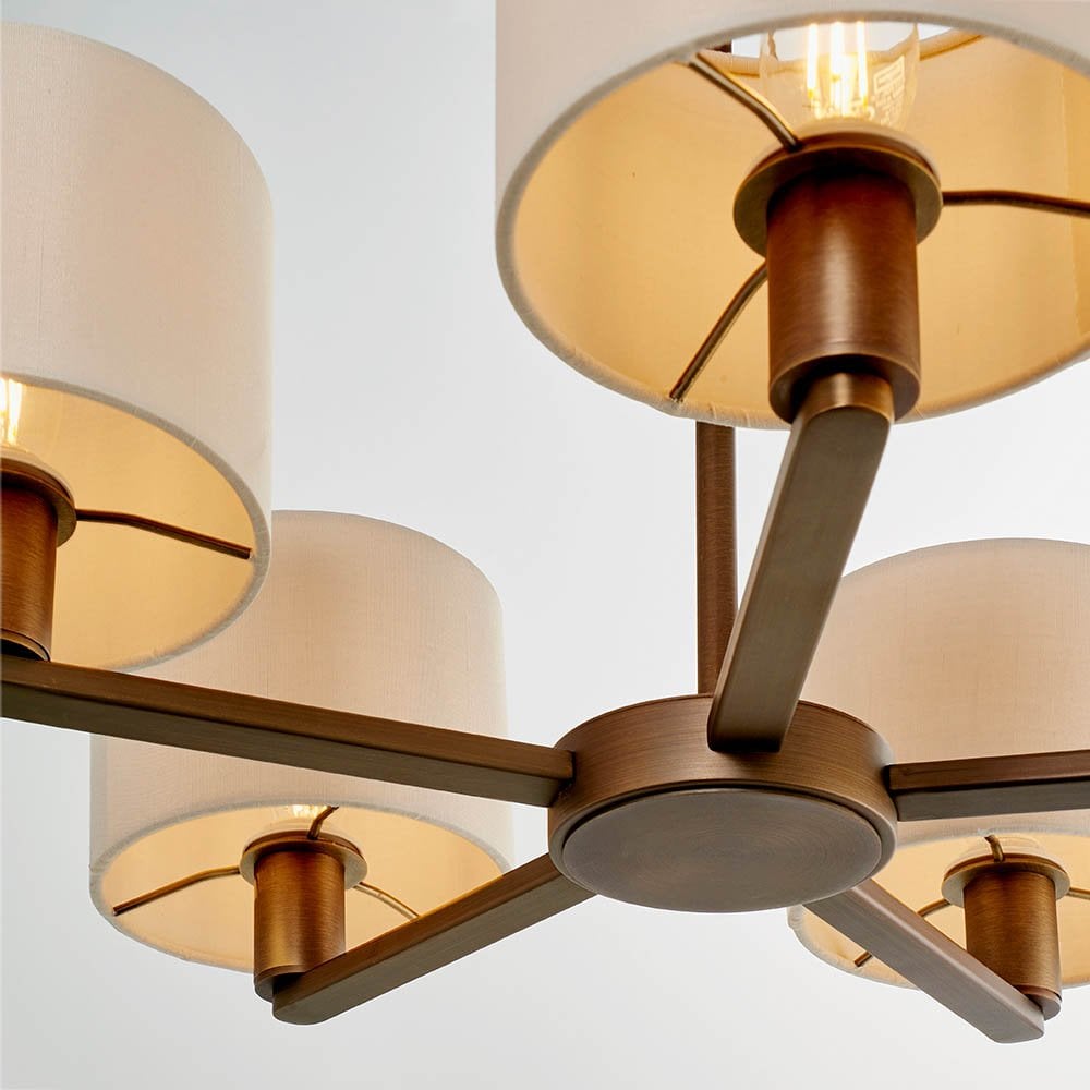 Daley 5 Light Multi Lighti Arm Pendant in Bronze C/W Marble Shades