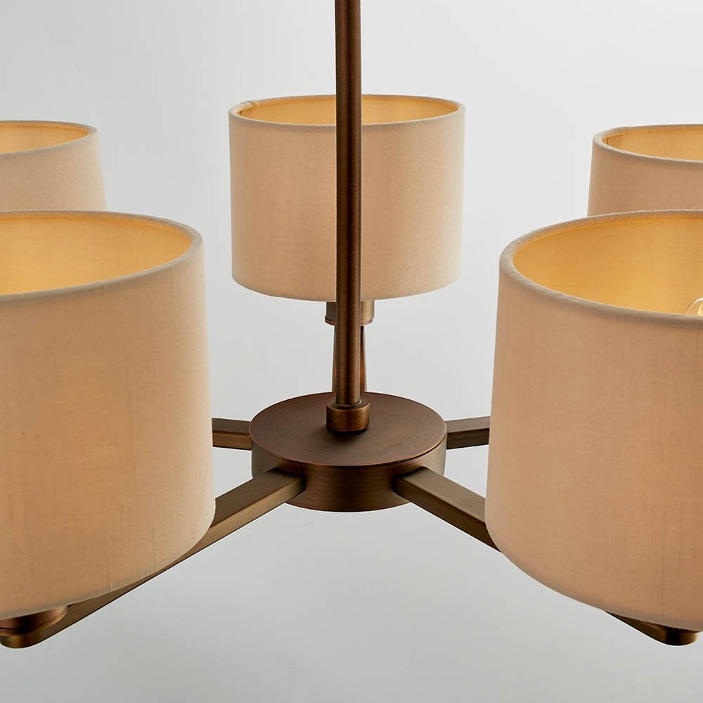 Daley 5 Light Multi Lighti Arm Pendant in Bronze C/W Marble Shades