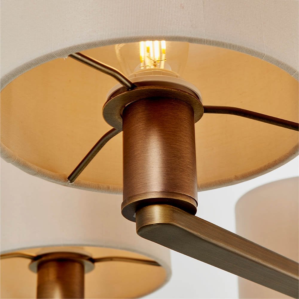 Daley 5 Light Multi Lighti Arm Pendant in Bronze C/W Marble Shades
