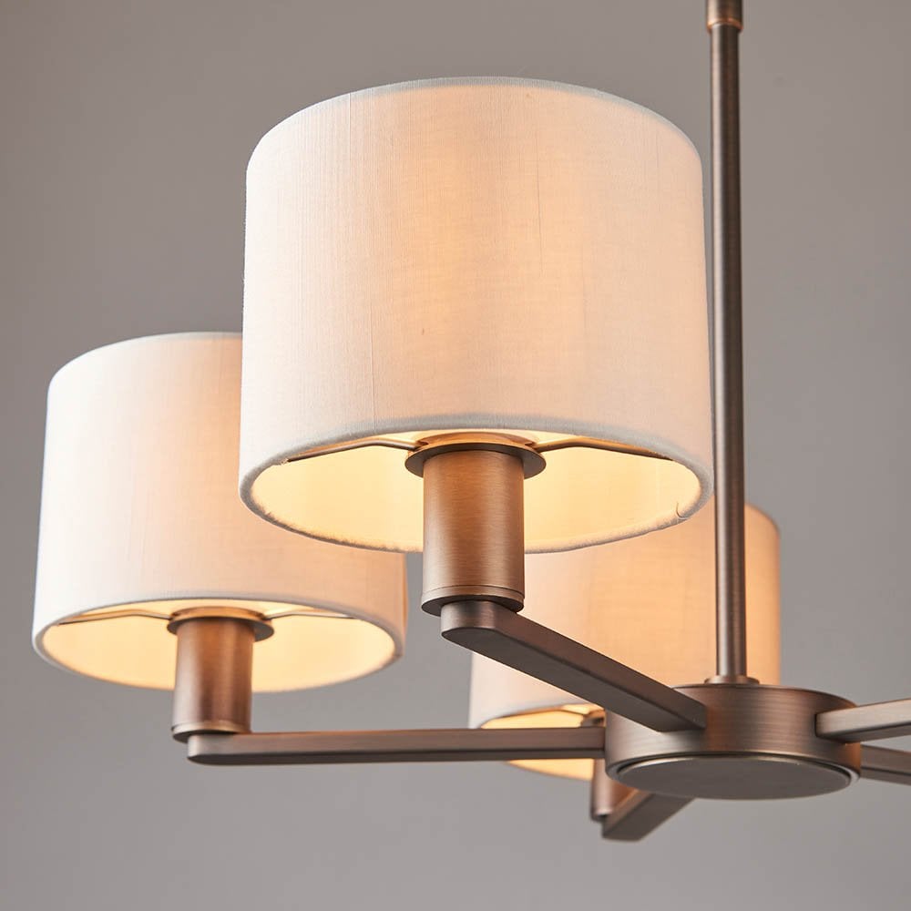 Daley 5 Light Multi Lighti Arm Pendant in Nickel C/W White Shades