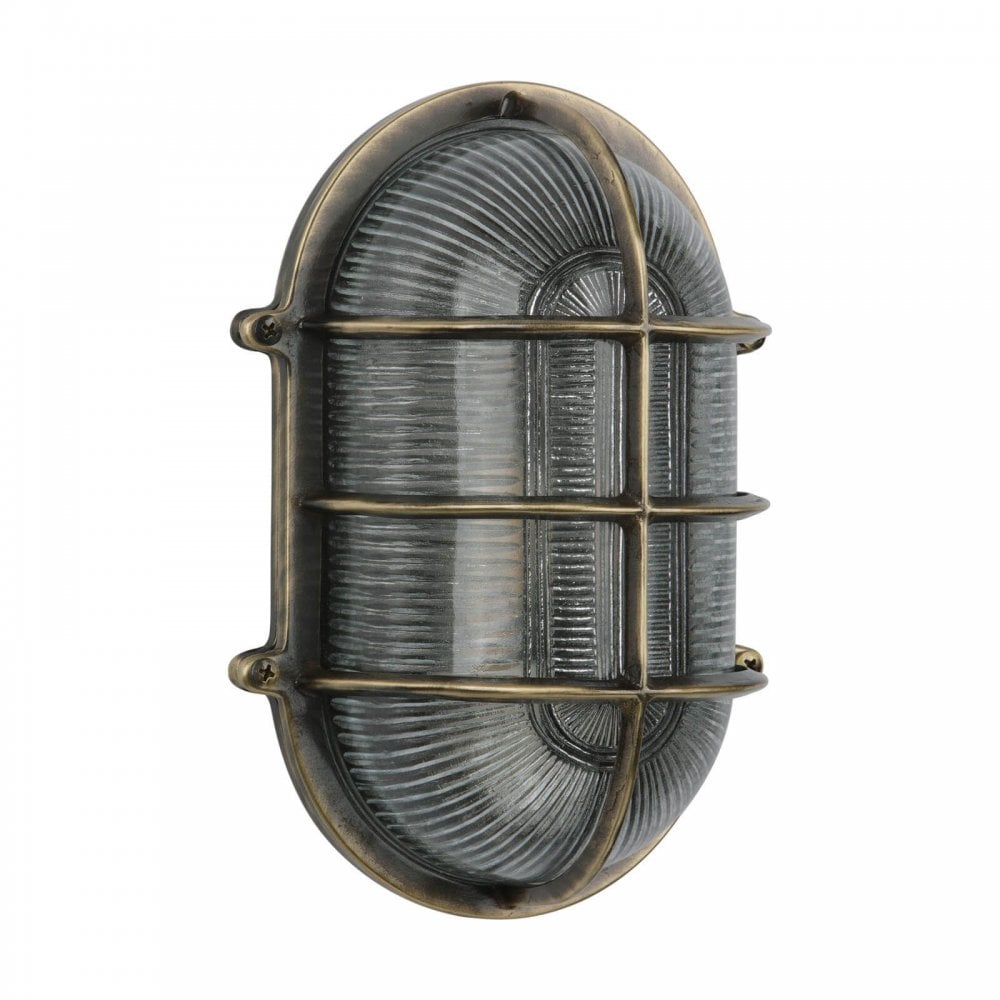 Admiral Large Oval Wall Bulkhead Antique Brass IP64