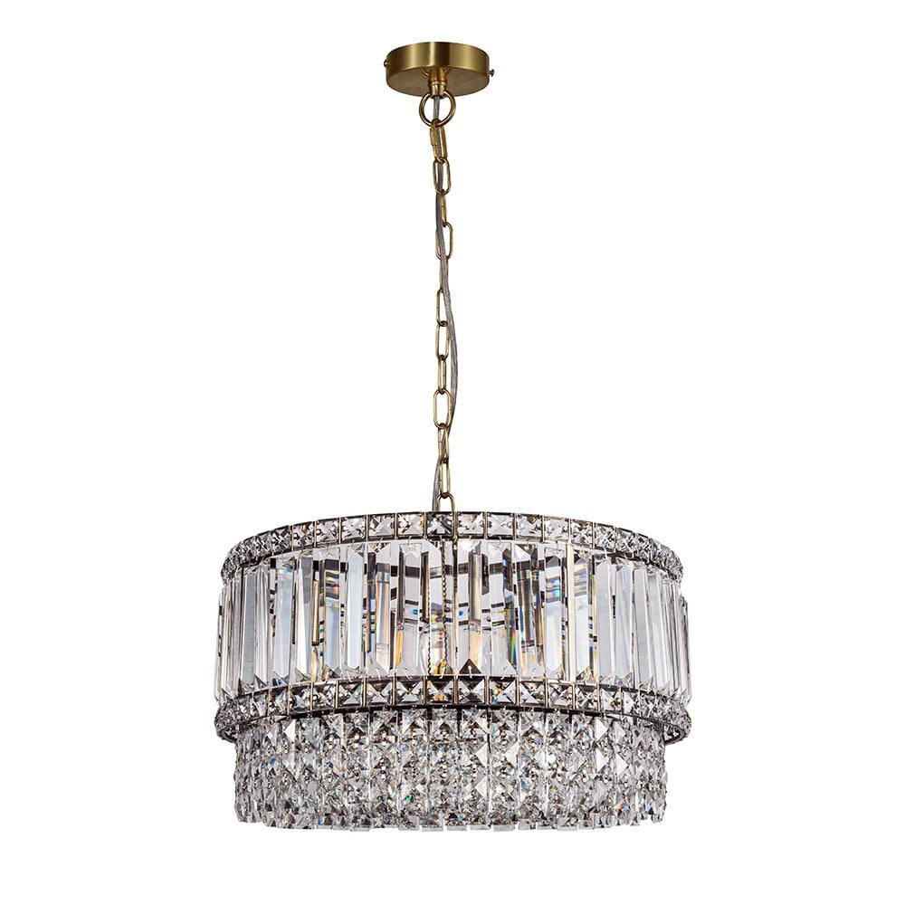 Isla 6 Light Antique Brass Crystal Pendant