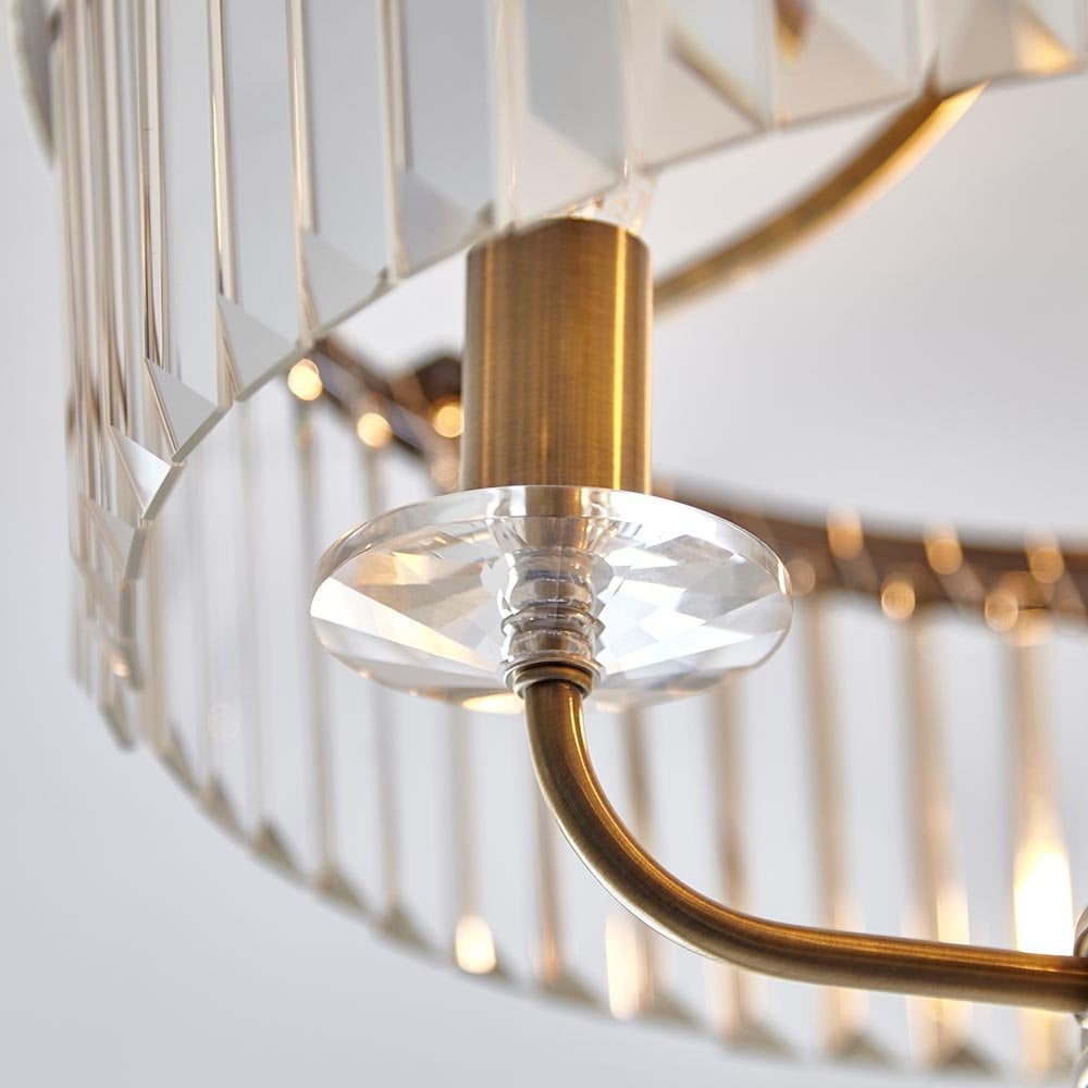 Carol 3 Light Antique Brass Semi Flush