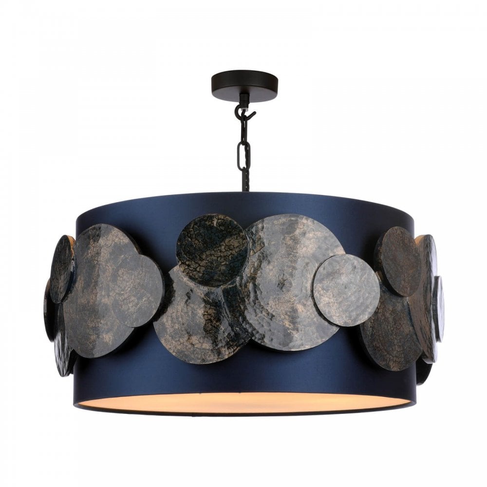 Planet 4 Light Pendant in Blue & Gold with Bespoke Shade