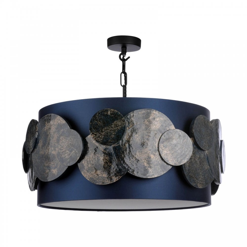Planet 4 Light Pendant in Blue & Gold with Bespoke Shade