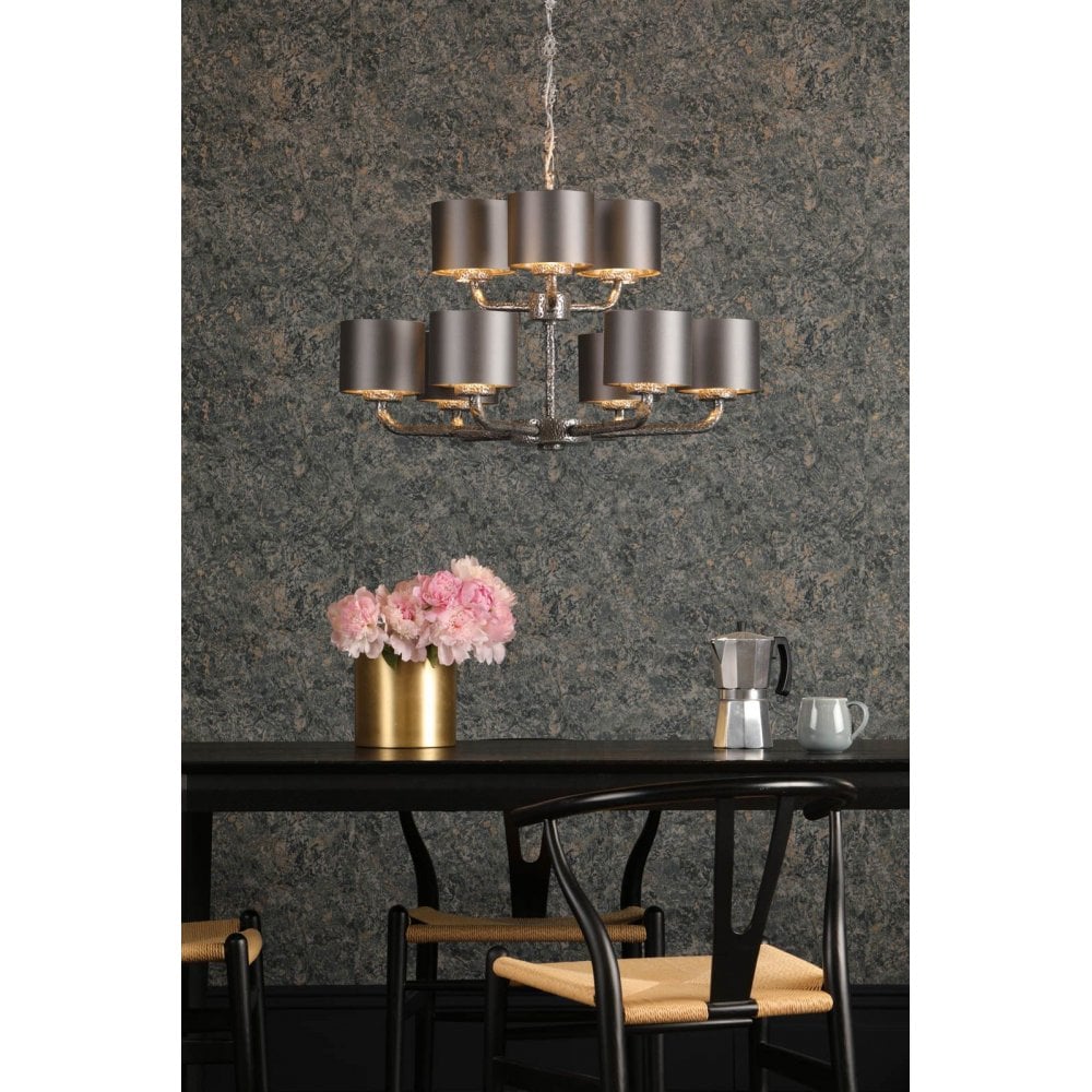 Sloane 2 tiered 9 Light Fitting C/W Bespoke Shades