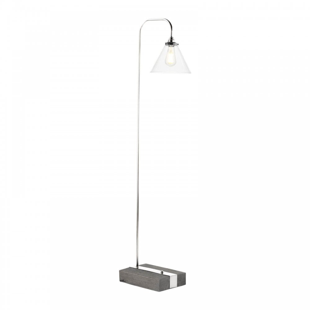 Aspen Silver Birch Floor Lamp with Glass Shade