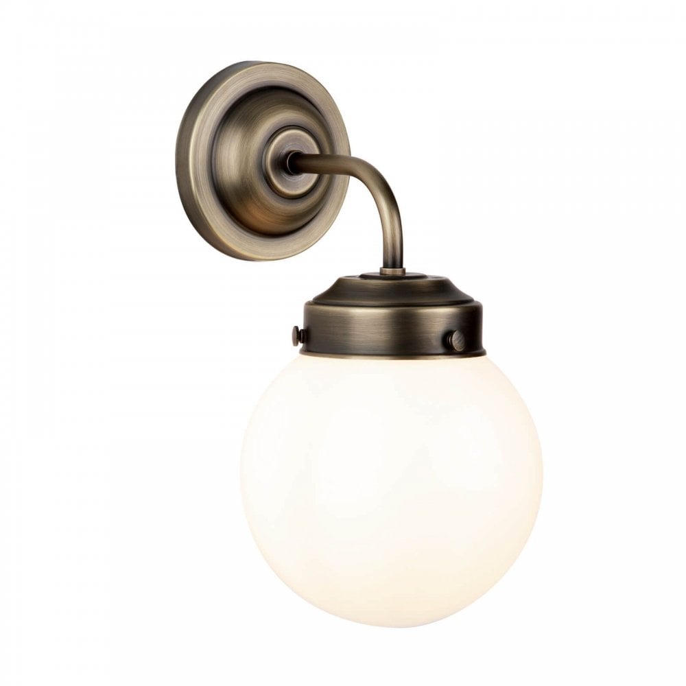 Fairfax Antique Brass Wall Light with Opal Glass