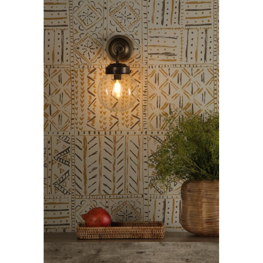 Fairfax Antique Brass Wall Light with Clear Glass