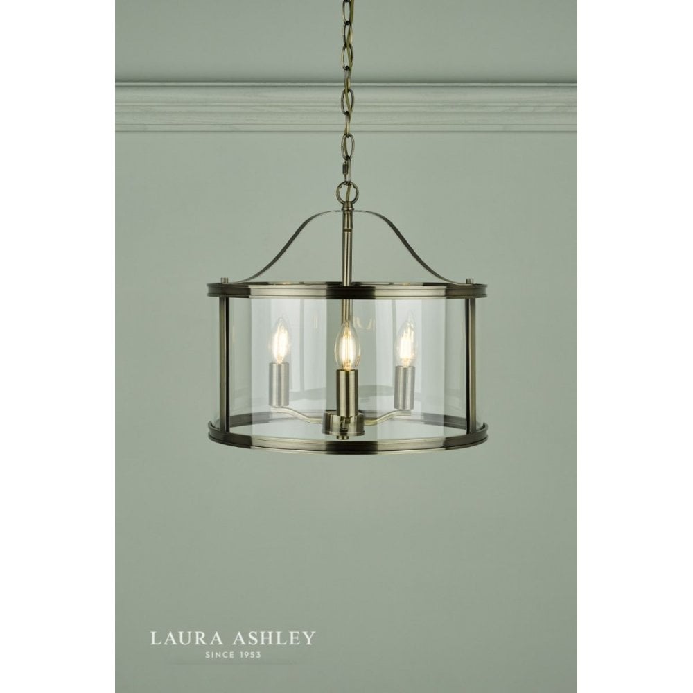 Harrington 3 Light Pendant in Antique Brass & Glass
