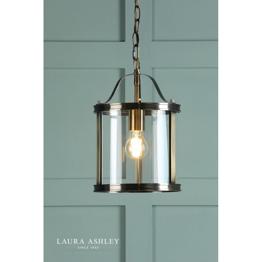 Harrington 1 Light Pendant in Antique Brass & Glass
