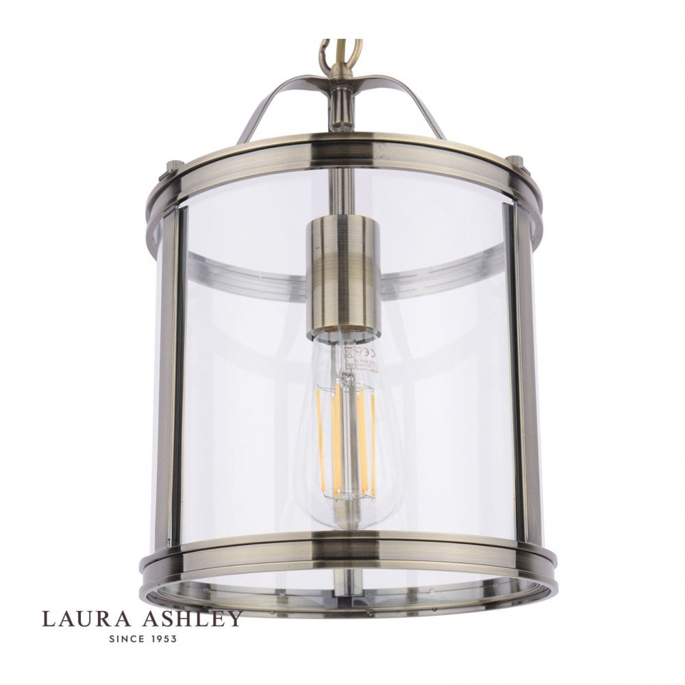 Harrington 1 Light Pendant in Antique Brass & Glass