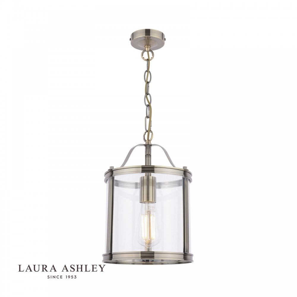 Harrington 1 Light Pendant in Antique Brass & Glass
