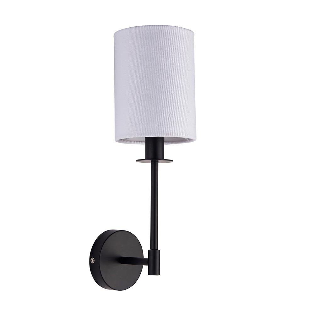 Sancerre Matt Black Wall Light C/W White Shade