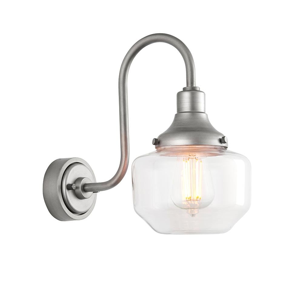 Swan Neck Outdoor Wall Light in Aged Pewter