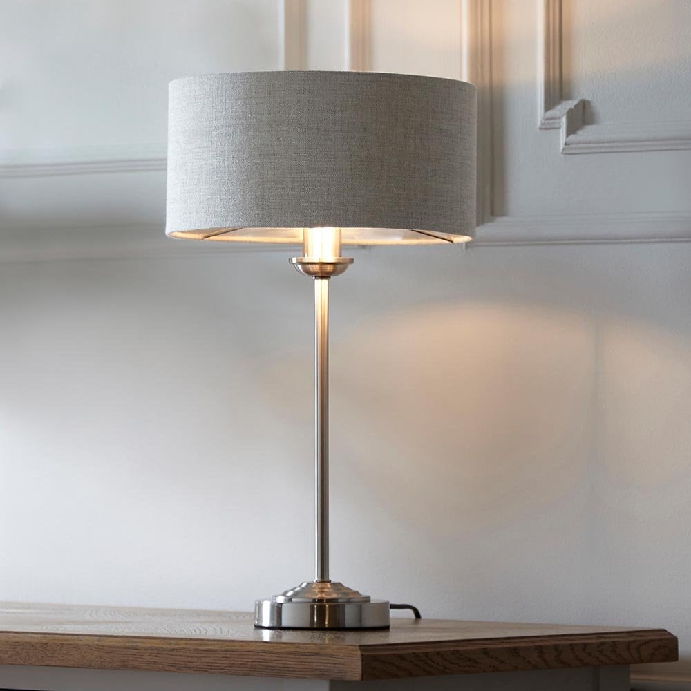 Highclere 1 Light Brushed Chrome Table Lamp C/W Shade