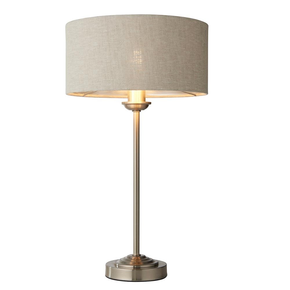 Highclere 1 Light Brushed Chrome Table Lamp C/W Shade