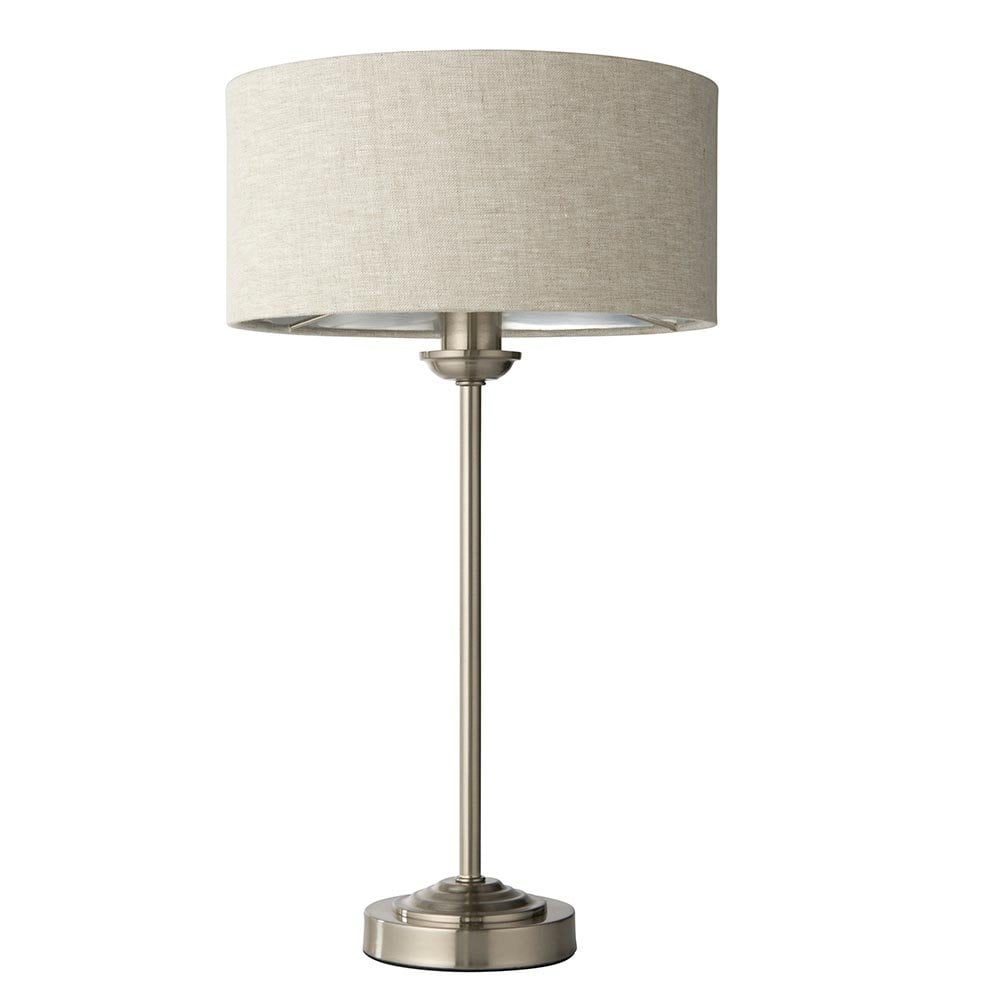Highclere 1 Light Brushed Chrome Table Lamp C/W Shade