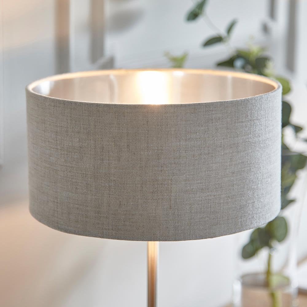 Highclere 1 Light Brushed Chrome Table Lamp C/W Shade