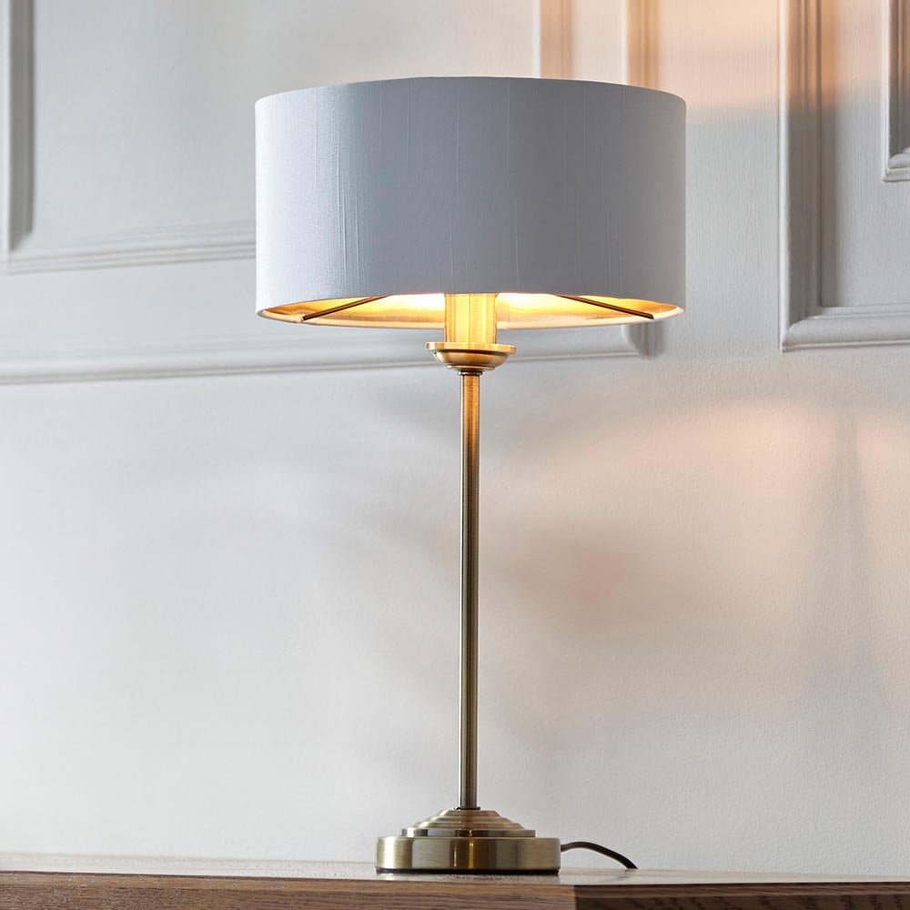 Highclere 1 Light Antique Brass Table Lamp C/W White Shade