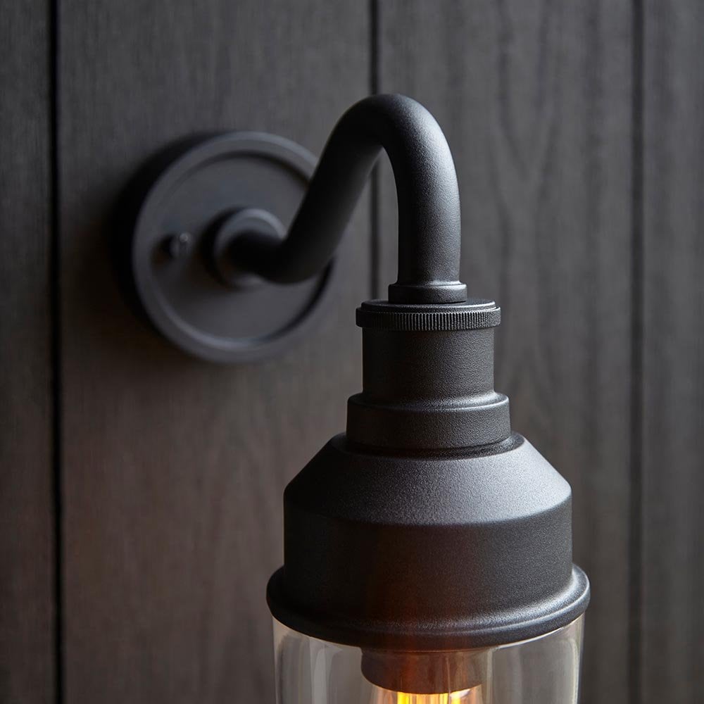 Terry Outdoor Curved Wall Light in Matt Black Finish IP44