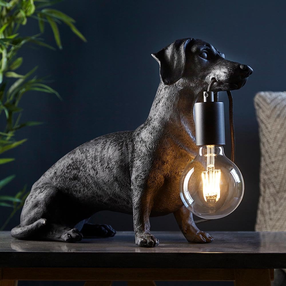 Daschund Table Lamp in Matt Black