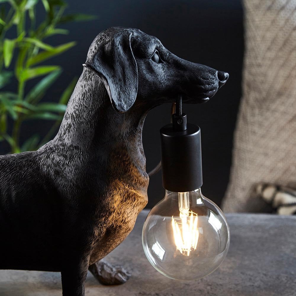 Daschund Table Lamp in Matt Black