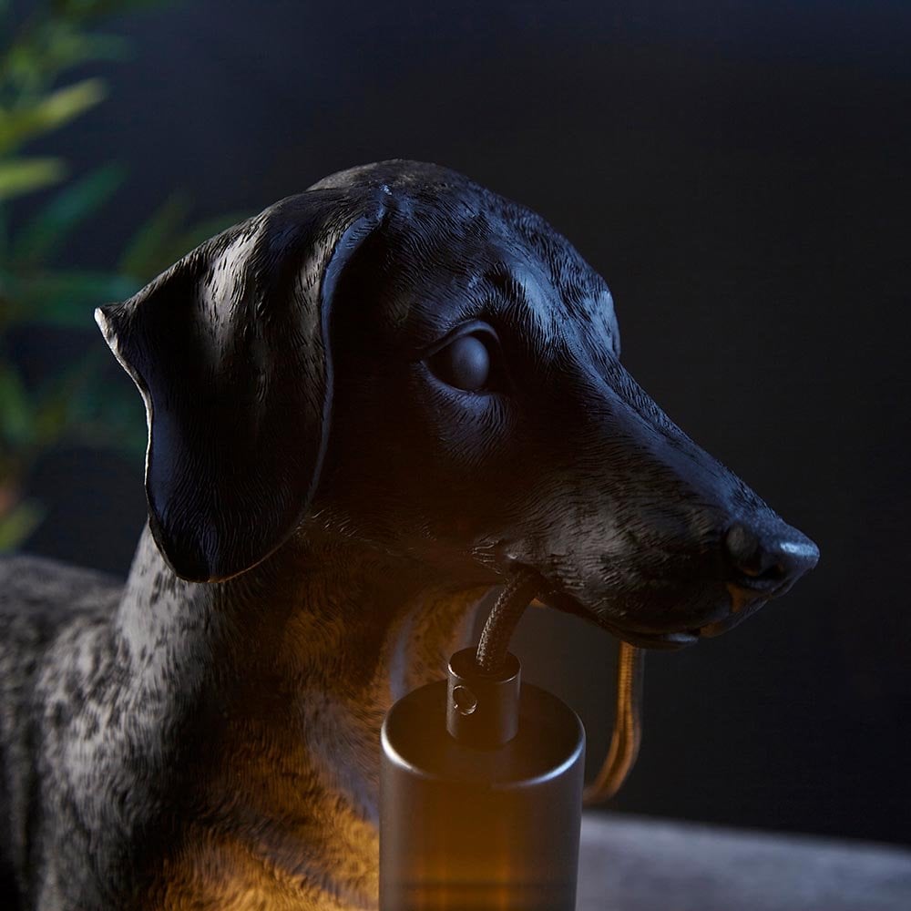 Daschund Table Lamp in Matt Black
