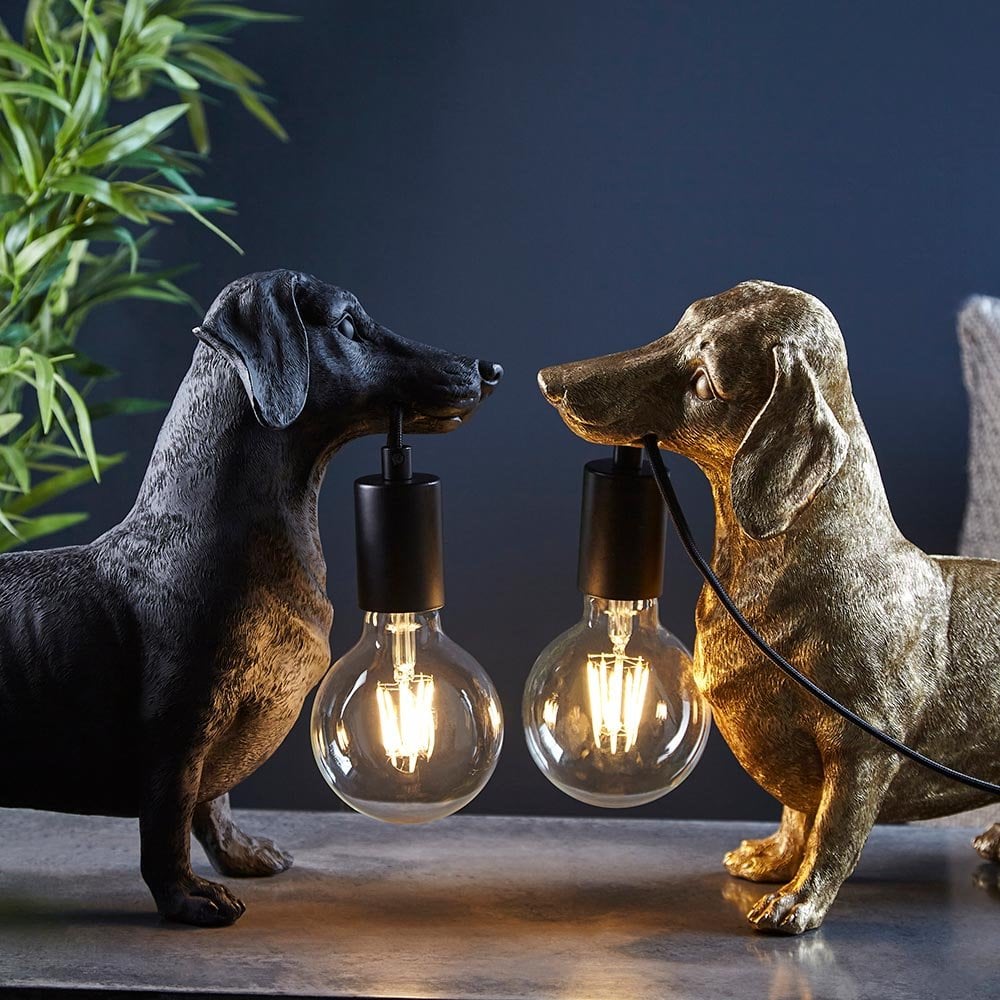 Daschund Table Lamp in Matt Black