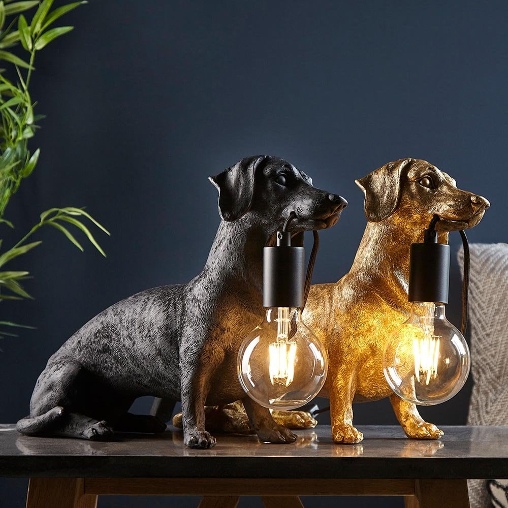 Daschund Table Lamp in Vinatge Gold