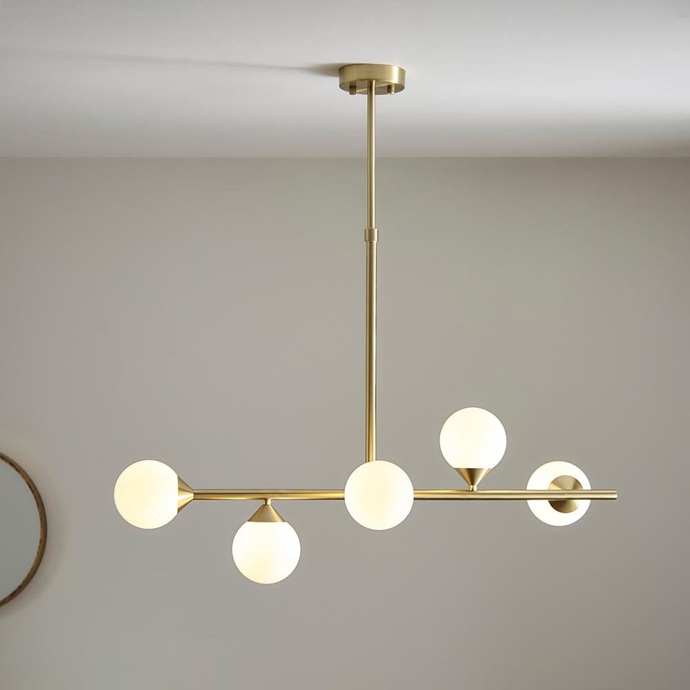 Linear Gold Pendant with Gloss White Shades