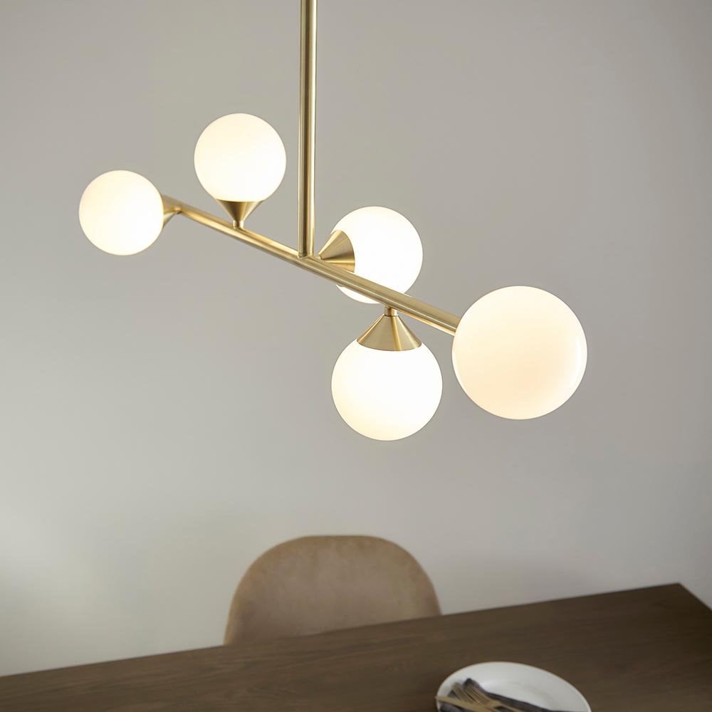 Linear Gold Pendant with Gloss White Shades