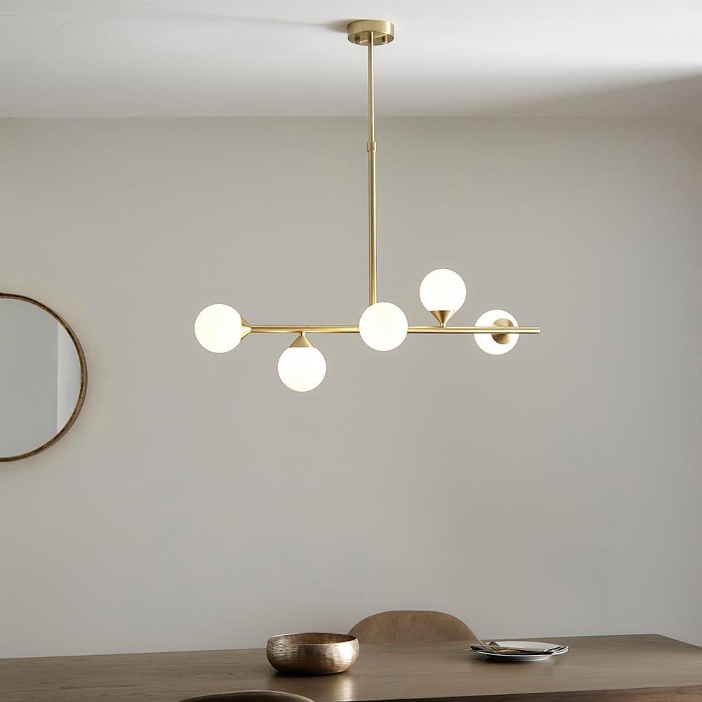 Linear Gold Pendant with Gloss White Shades