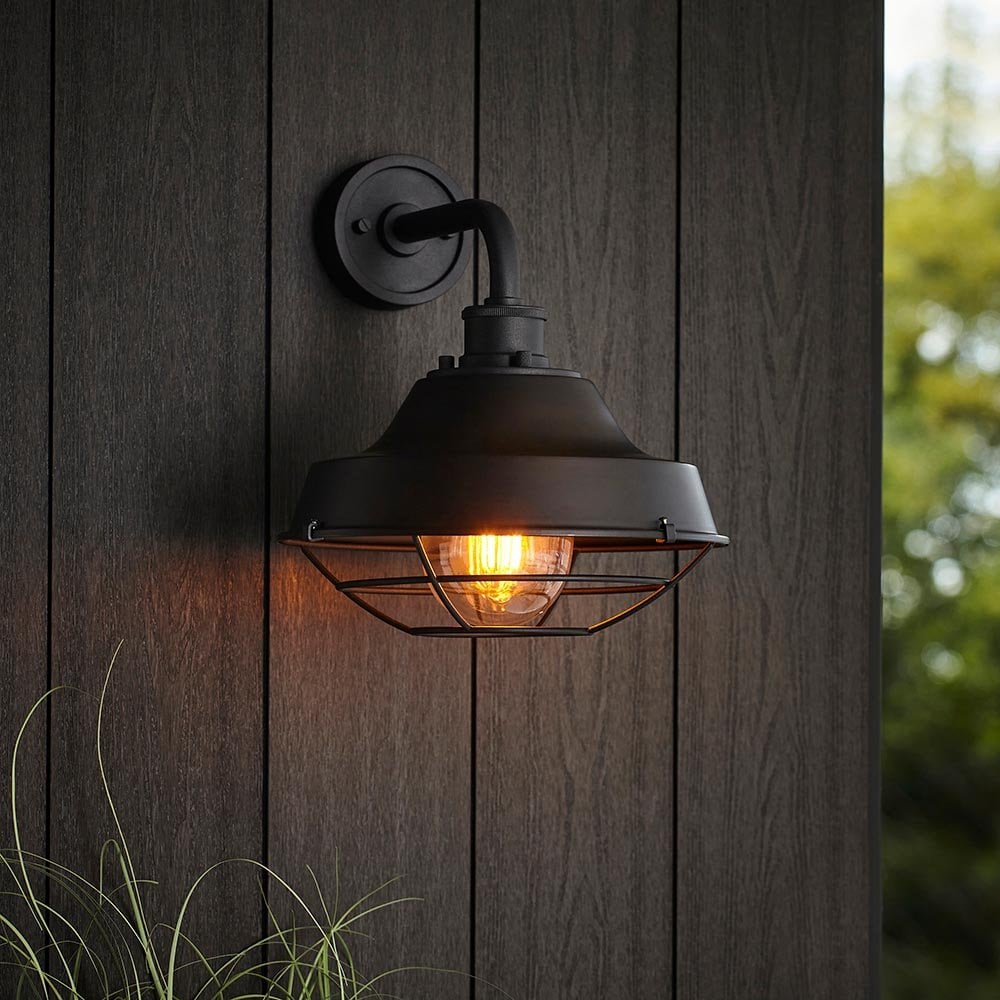 Lloyd Caged Black Outdoor Wall Light IP44