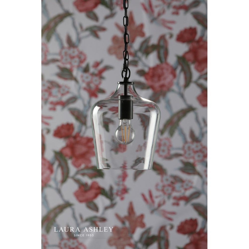 Laura Ashley Ockley Bottle Pendant Glass & Matt Black