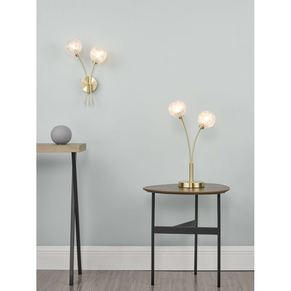 Avari 2 Light Wall Fitting in Satin Brass Finish
