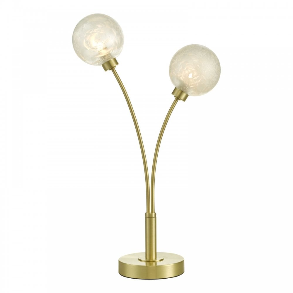Avari 2 Light Table Lamp Satin Brass Glass