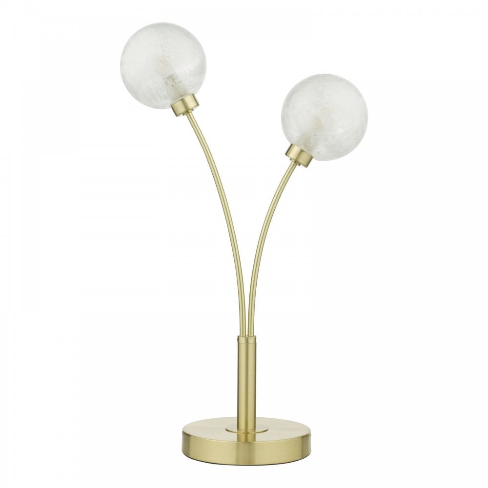 Avari 2 Light Table Lamp Satin Brass Glass