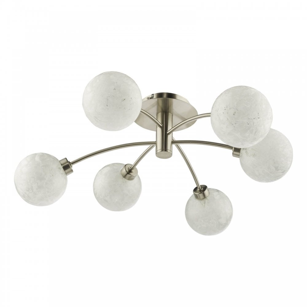 Avari 6 Light Semi Flush Satin Nickel & Frosted Glass