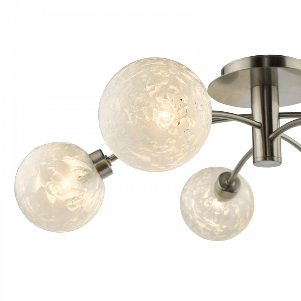 Avari 6 Light Semi Flush Satin Nickel & Frosted Glass